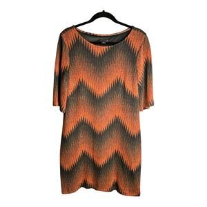 Metaphor Black and Orange ZigZag Print Sheath Dress Size 12
